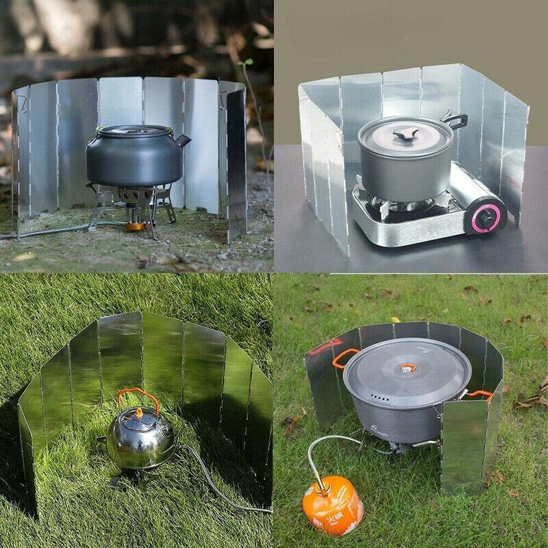 10 Plates Foldable Aluminum Camping Cooker Wind Shield for BBQ Stove