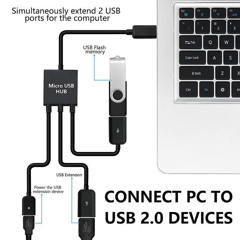 Micro USB 2.0 OTG HUB Cable Adapter AU Male to Female Dual Host Fast Transfer