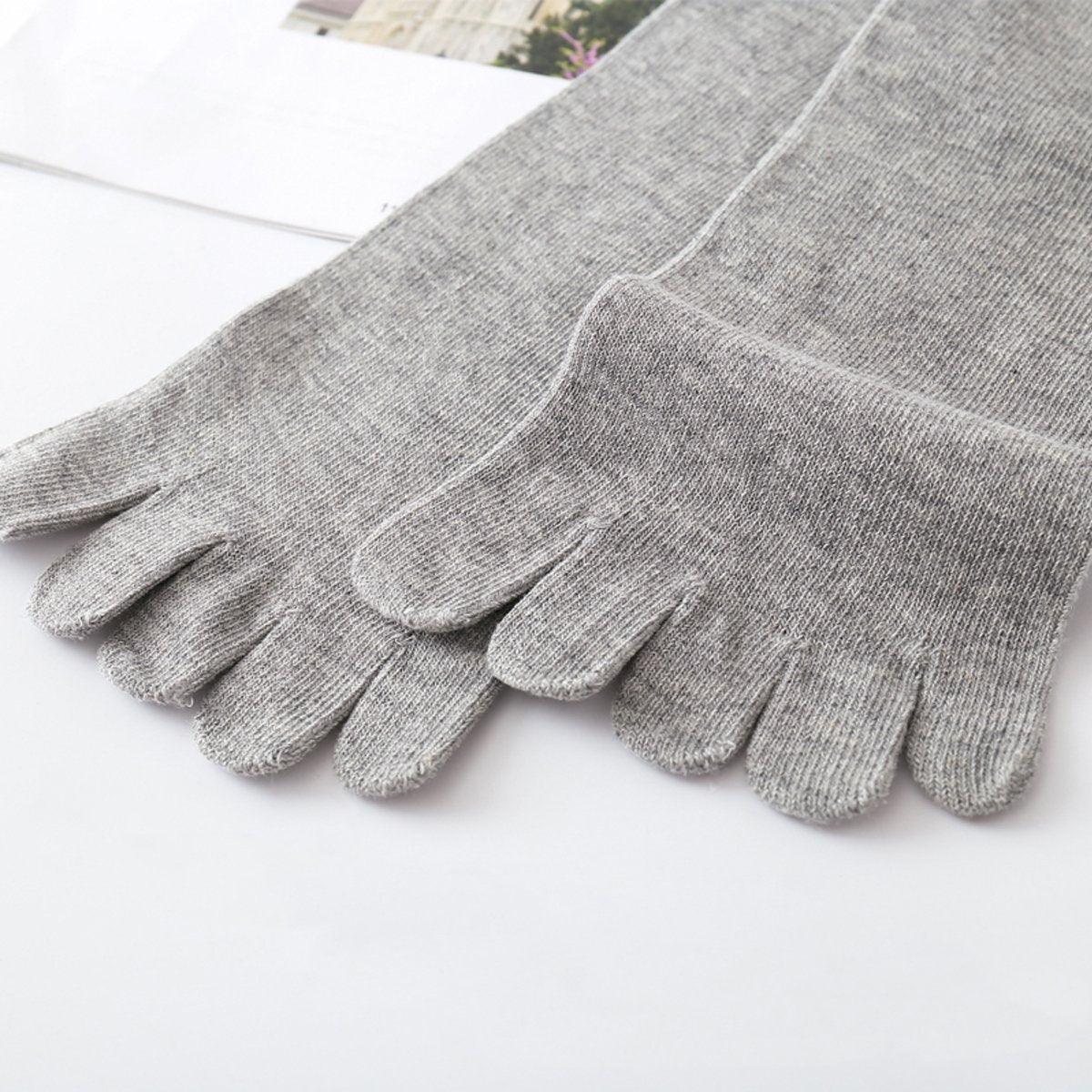 2Pairs Soft Sport Running Five Finger Toe Sock Elastic Short Solid Sock Men Grey