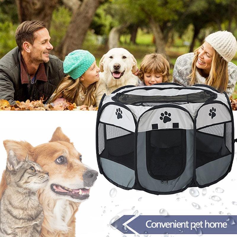 8 Panel Pet Tent Playpen Dog Cat Play Pen Bags Kennel Portable Puppy Crate - L 91X91X58CM
