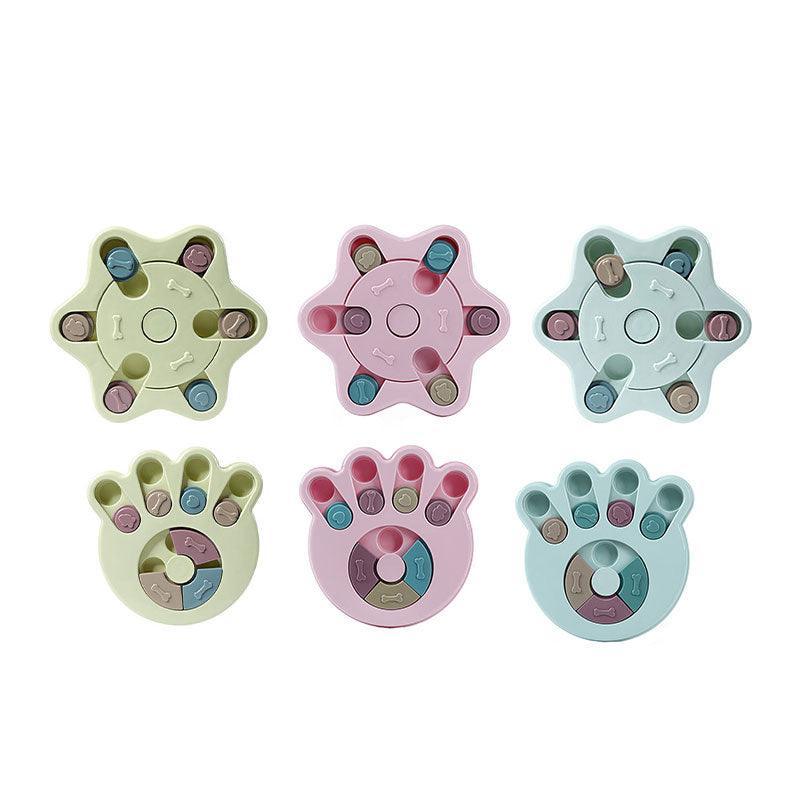 Dog Treat Dispenser Food Puzzle Toy Interactive Training Feeder Pet Supply Bowl - Claw-Pink