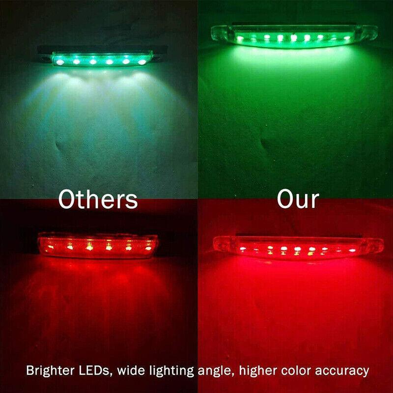 4PCS Marine LED Navigation Strip Lights Red and Green Waterproof 12–24V Compatible