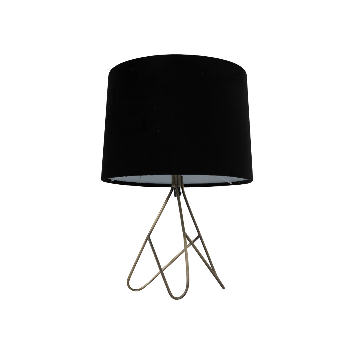 39cm Antique Brass Table Lamp, Black Shade - Belira