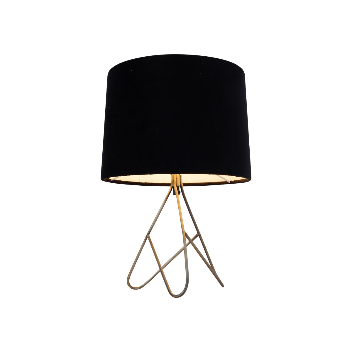 39cm Antique Brass Table Lamp, Black Shade - Belira