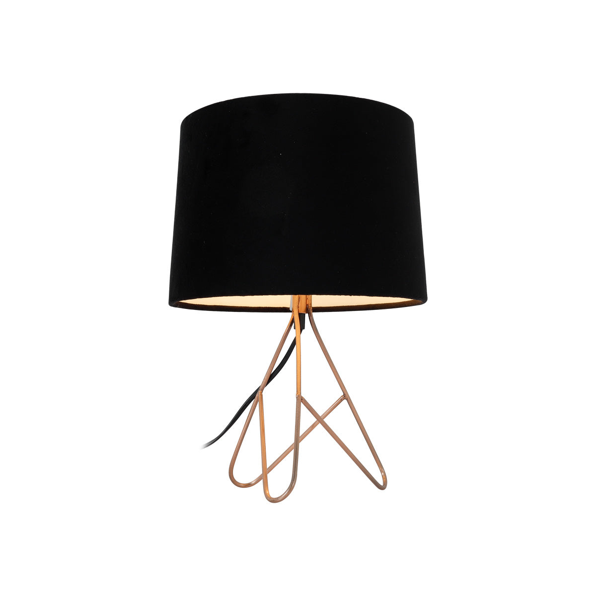 Copper Base Black Shade Table Lamp, 40W E14 – Belira