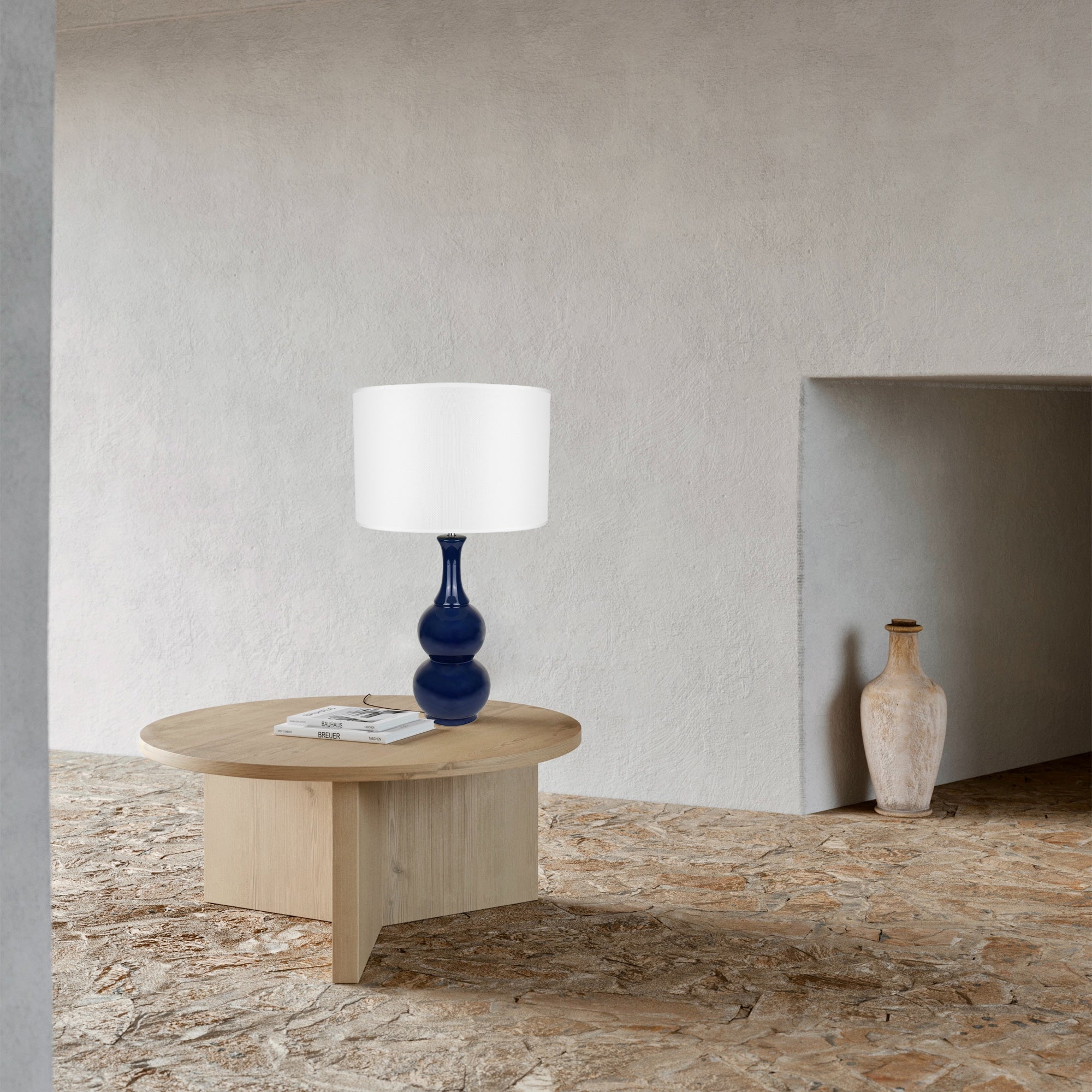 Blue Ceramic Table Lamp with Fabric Shade - Pattery Barn