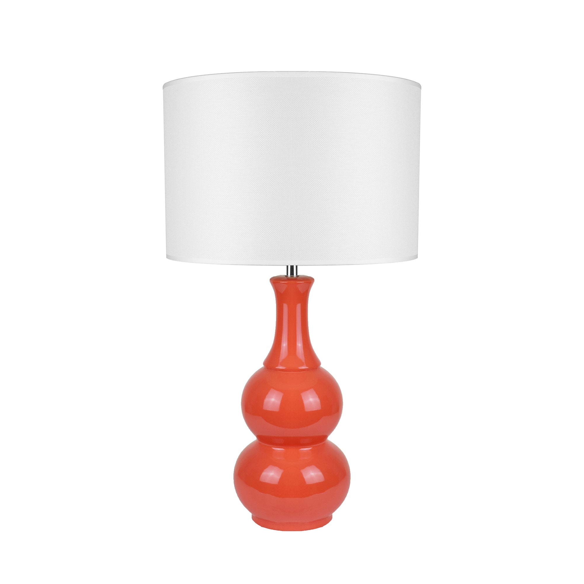 Orange Ceramic Table Lamp with White Shade, 60W - Pattery Barn