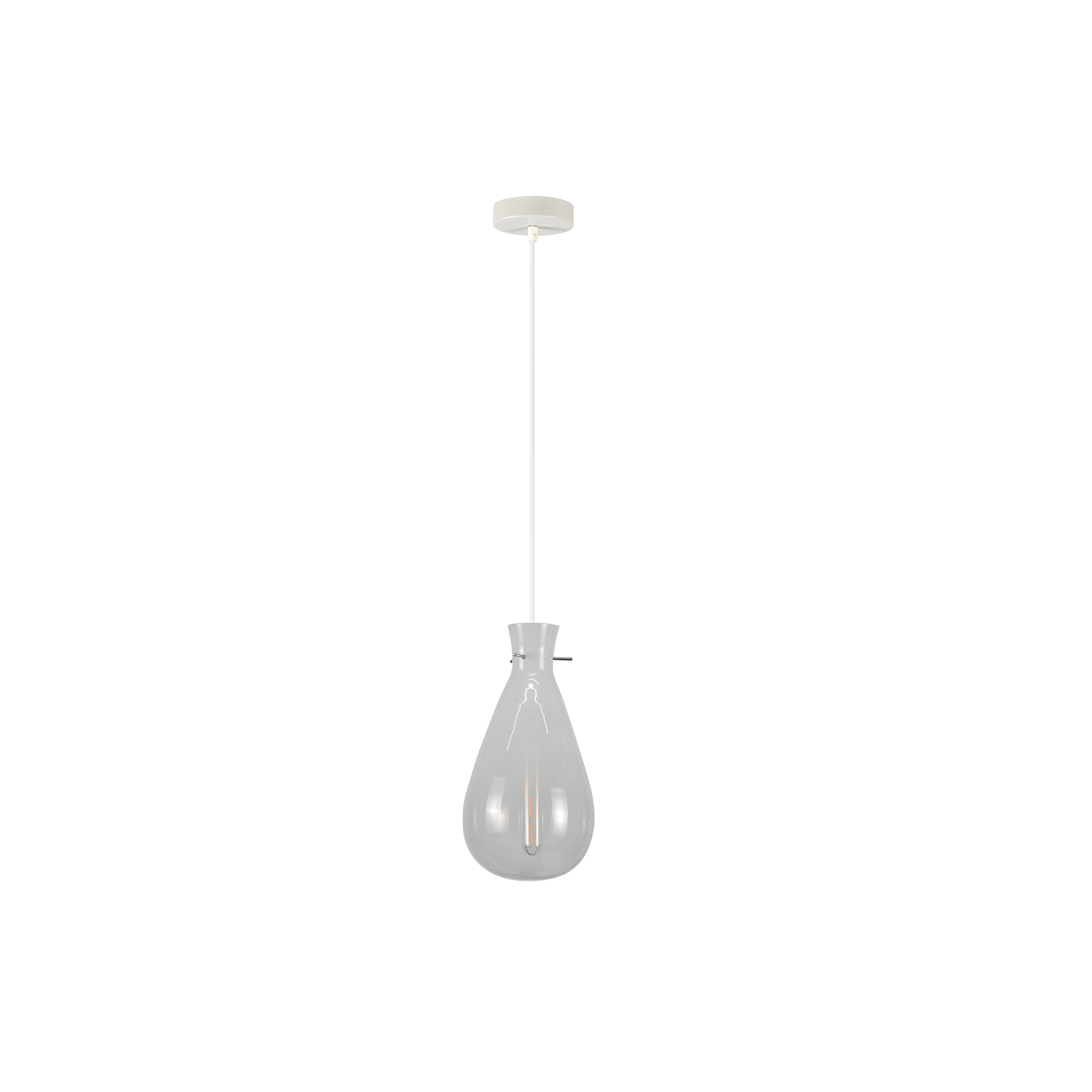 White Glass Teardrop Pendant Light - E27 Holder