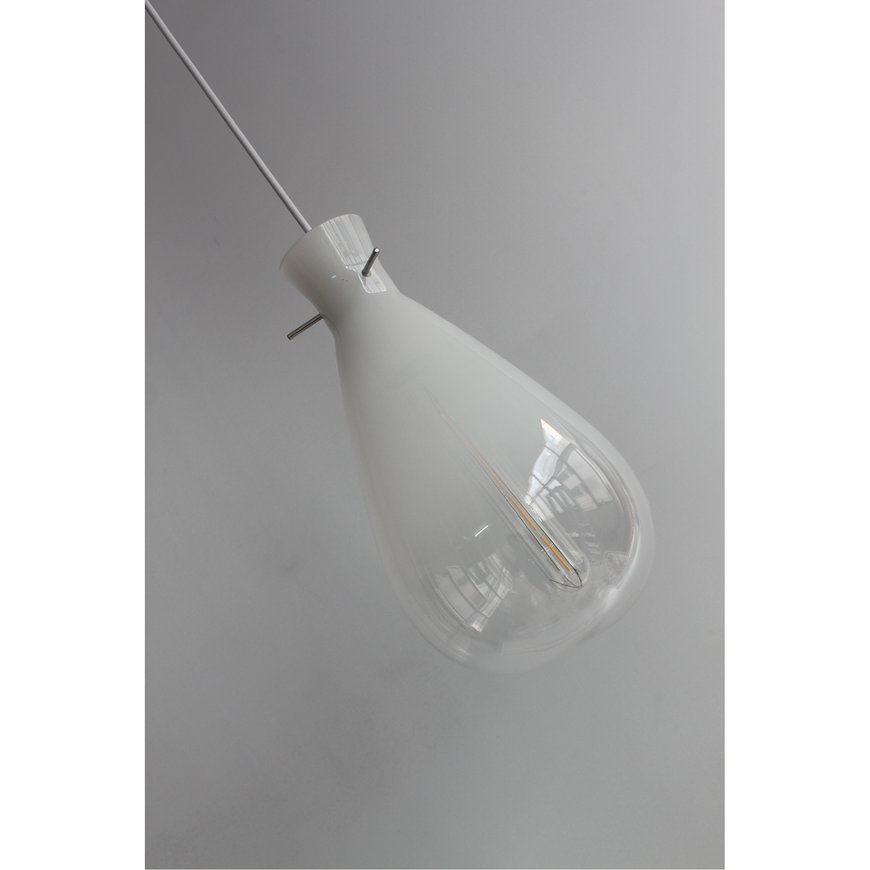 White Glass Teardrop Pendant Light - E27 Holder