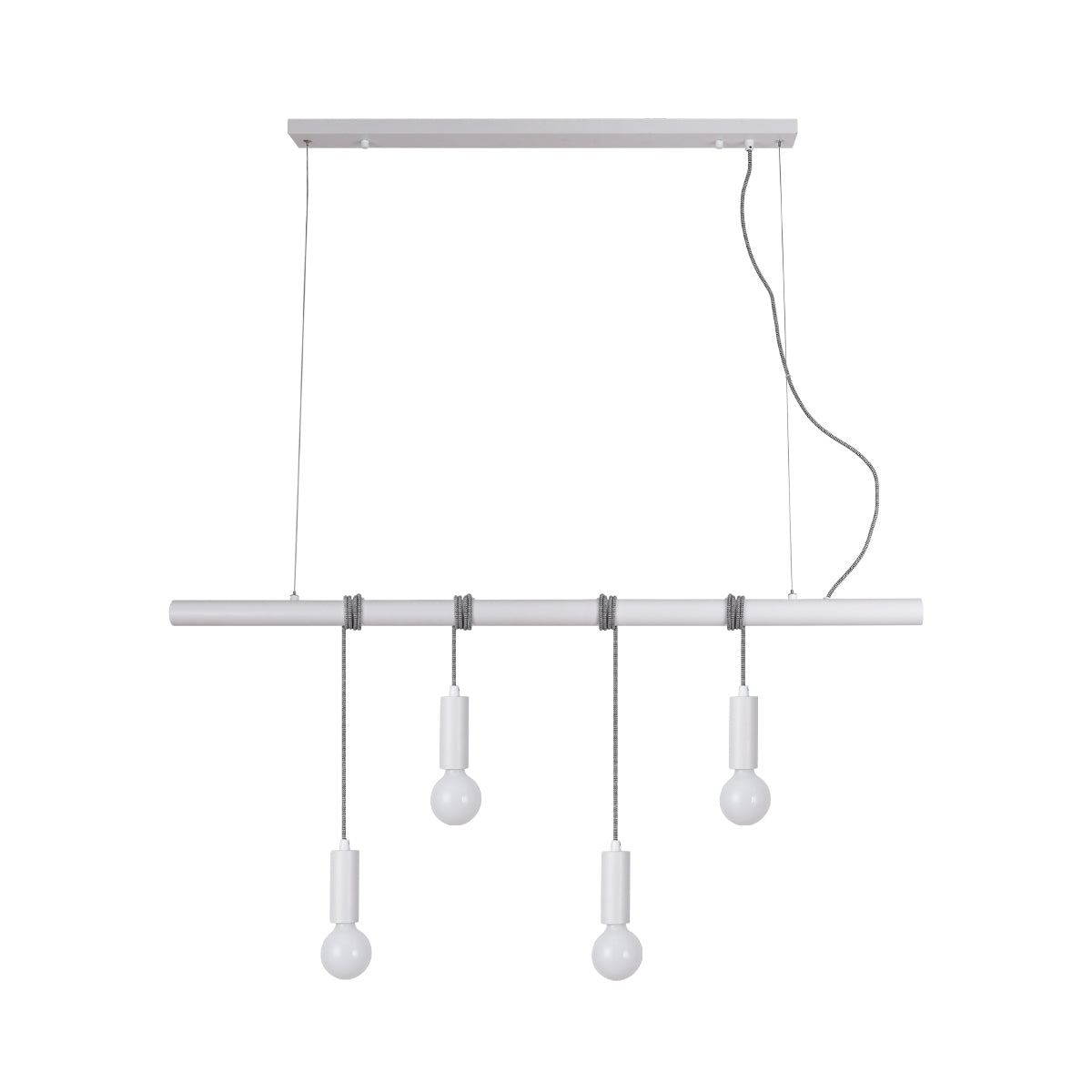 Adjustable 4-Light White Pendant Light, Metal - Bikkel