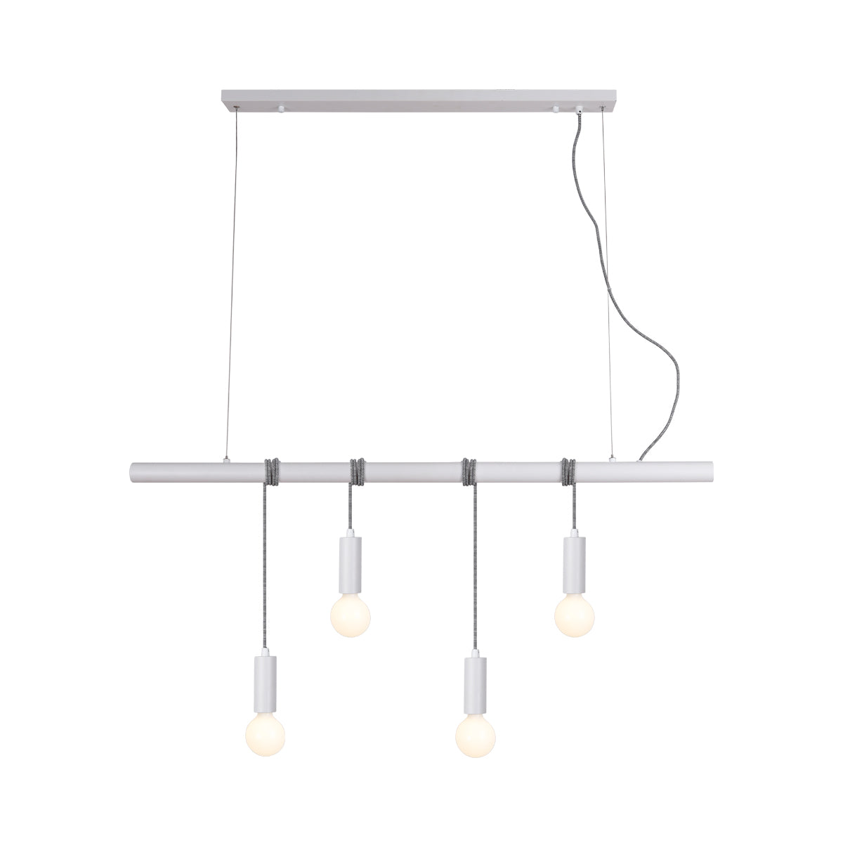 Adjustable 4-Light White Pendant Light, Metal - Bikkel