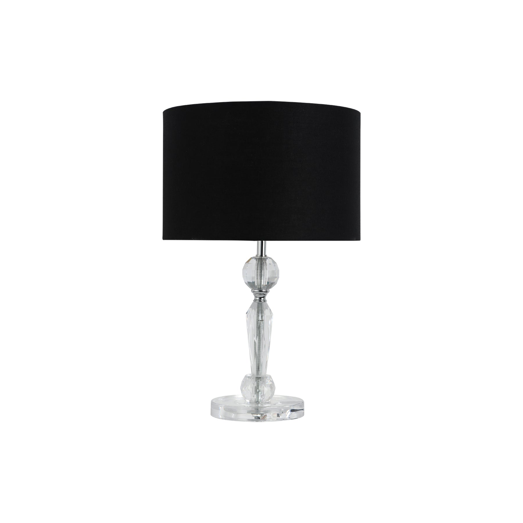 Clear Chrome Acrylic Table Lamp with Black Drum Shade