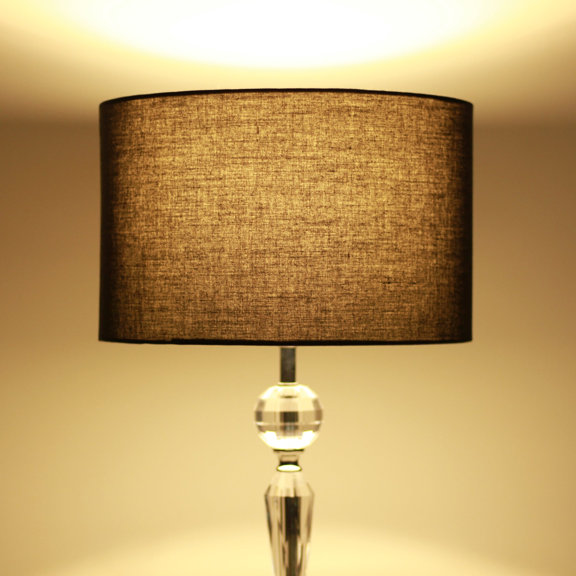 Clear Chrome Acrylic Table Lamp with Black Drum Shade