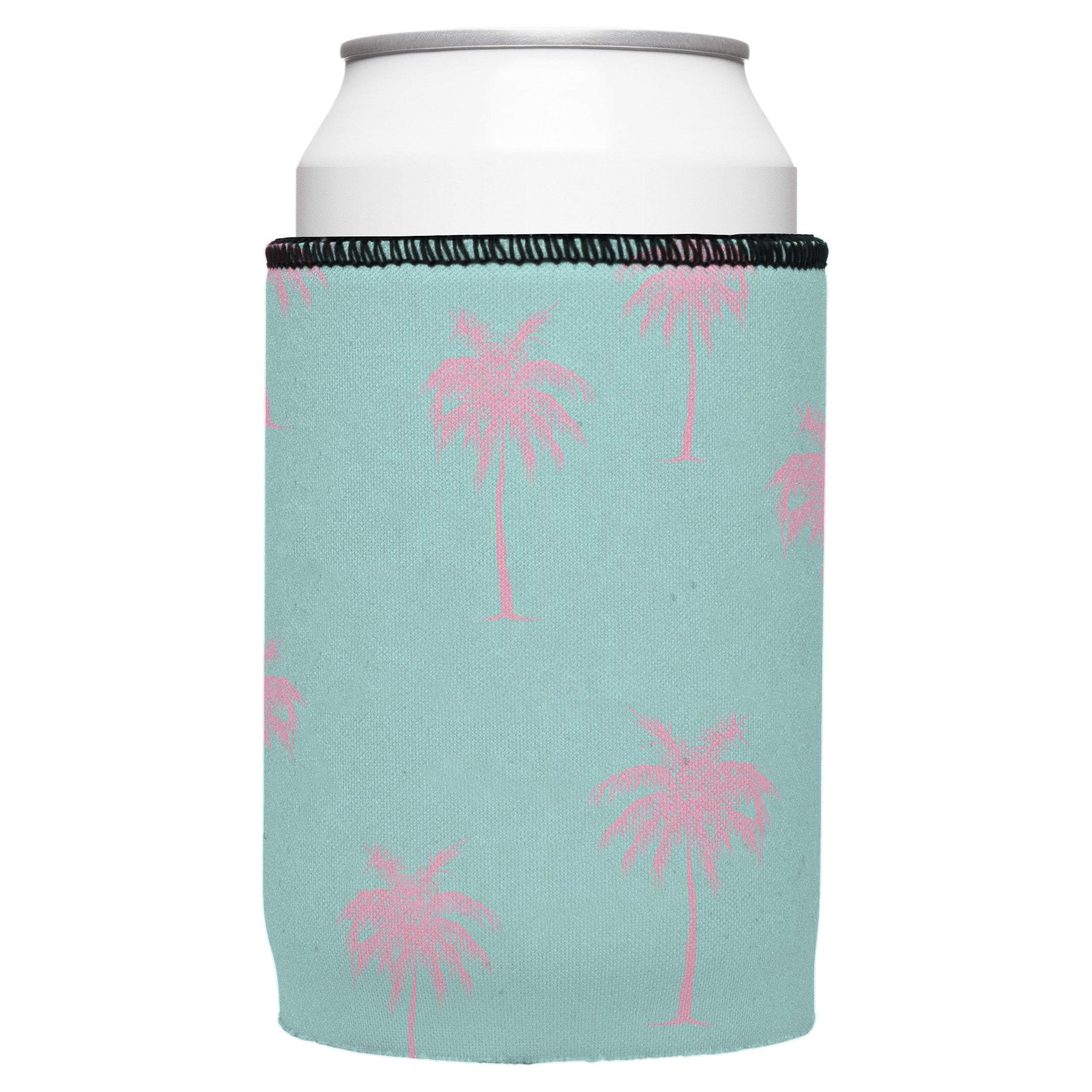 Palm Trees Pink Aqua Stubby Cooler - Standard
