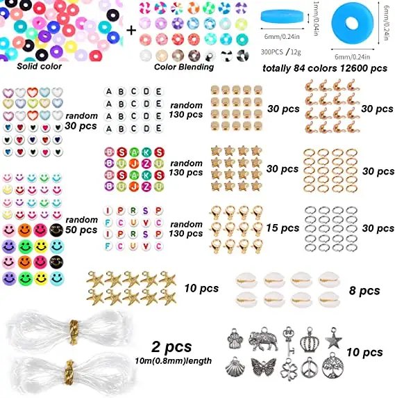 13200PCS 84 Colors Polymer Clay Beads Kit with Letters