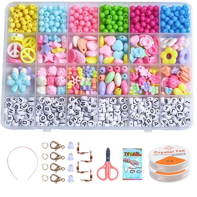 950pcs Colorful Acrylic Beads DIY Jewelry Kit with Tools