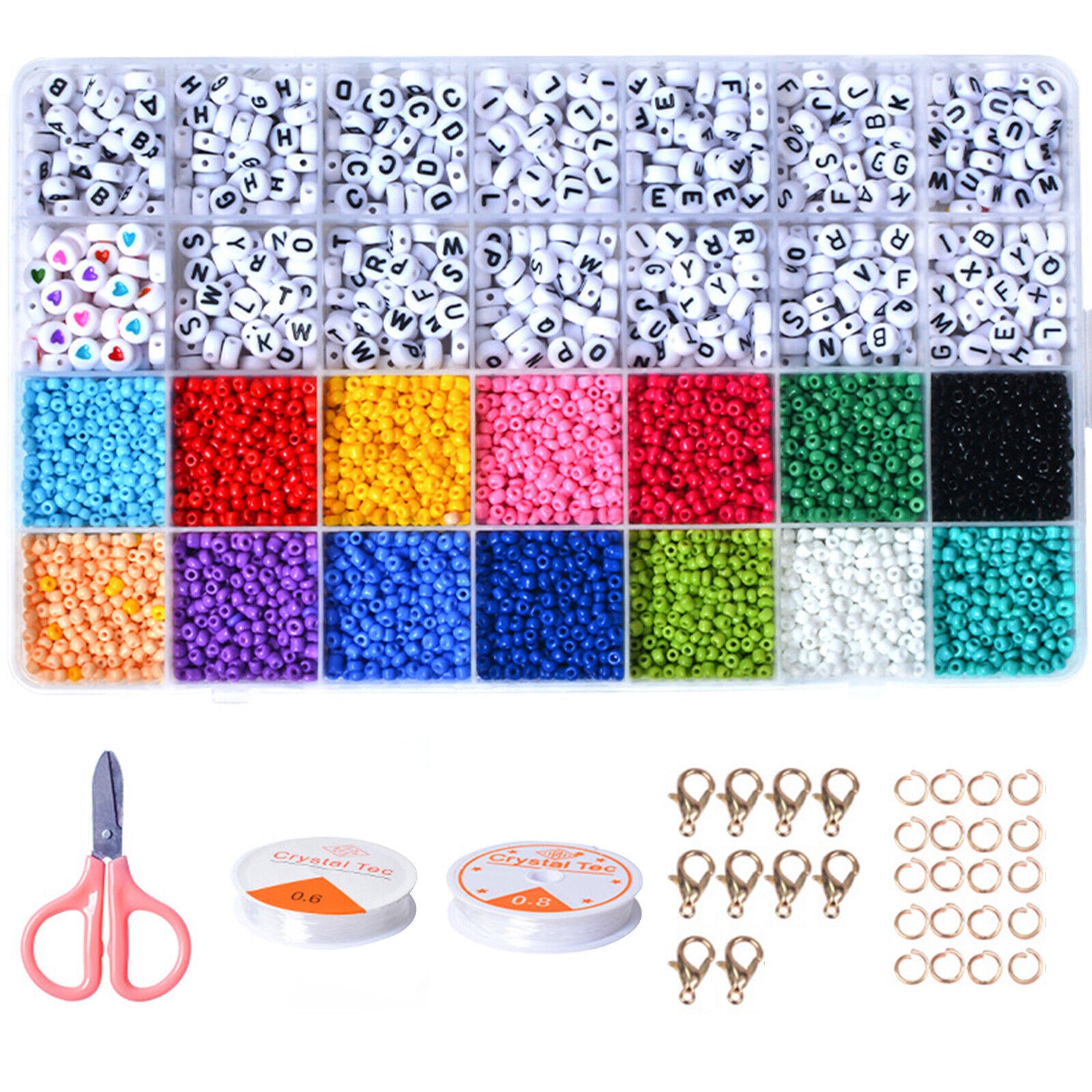 4500pcs 3mm Acrylic Seed Beads Kit, 28 Grids, DIY Jewelry Making