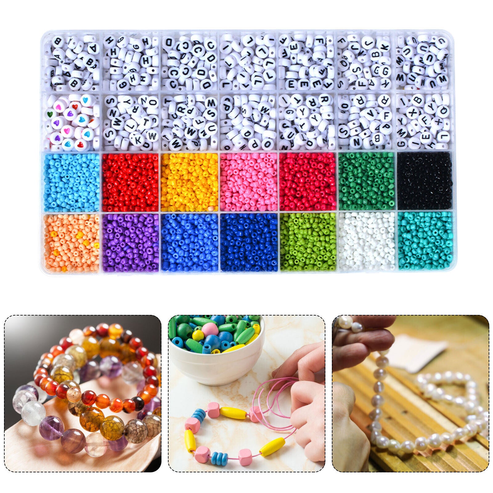 4500pcs 3mm Acrylic Seed Beads Kit, 28 Grids, DIY Jewelry Making