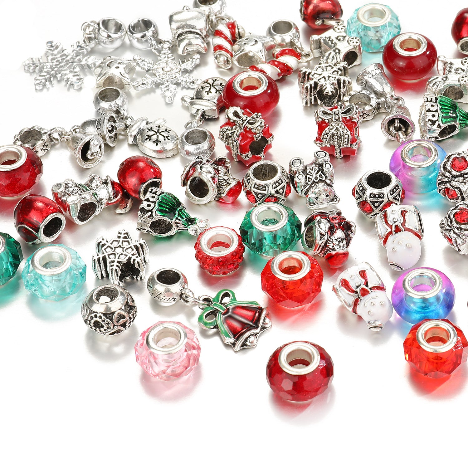 63pcs Christmas DIY Bracelet Kit with Beads & Charms