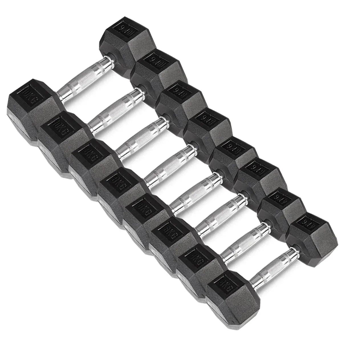 CORTEX 56kg Hex Fixed Dumbbell Set 4, 6, 8, 10kg Pairs