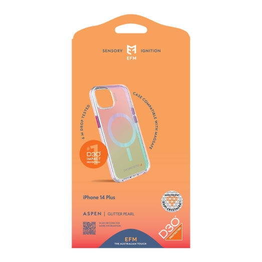 EFM Aspen Case Armour with MagSafe D3O Crystalex For iPhone 14 Plus 6.7" - Glitter Pearl
