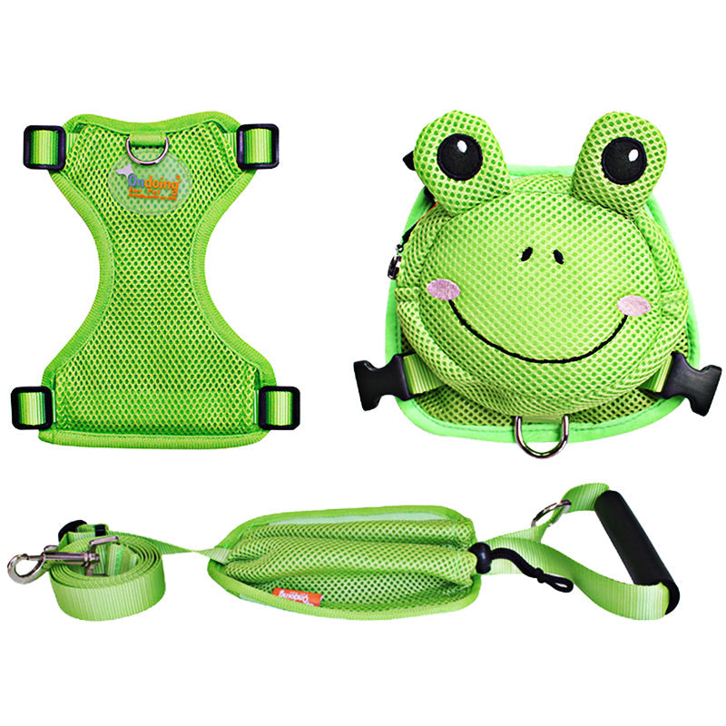 Ondoing Pet Saddle Bag Dog Harness Backpack Hiking Traveling Outdoor Bags Cute Costume Yellow tiger bag with leash L