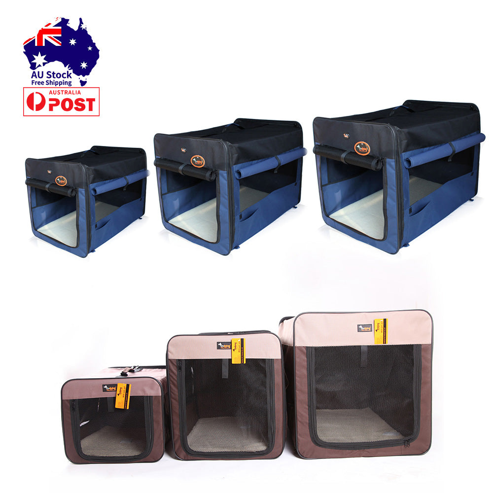 Foldable Portable Pet Carrier Soft Crate with Mesh Windows