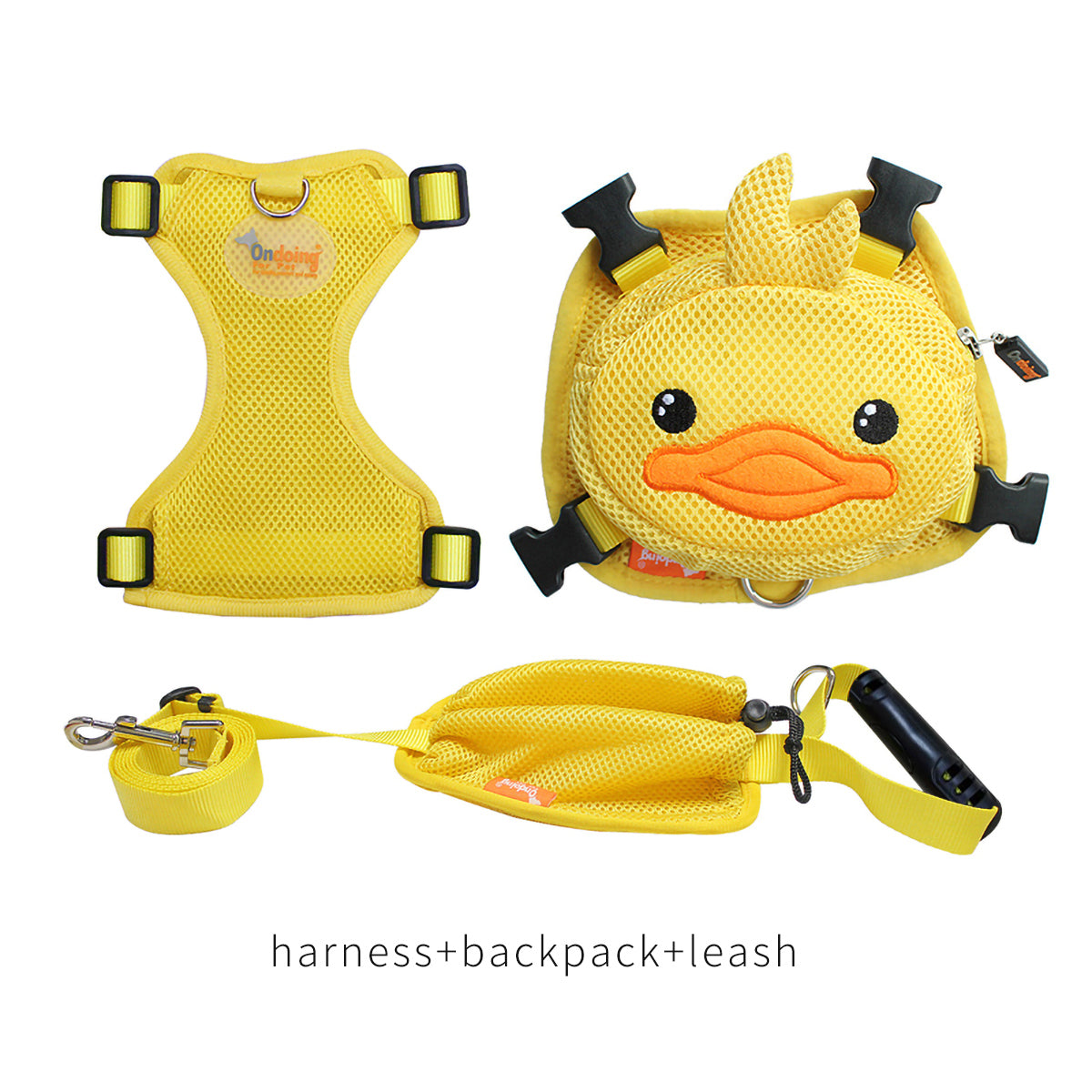 Ondoing Pet Saddle Bag Dog Harness Backpack Hiking Traveling Outdoor Bags Cute Costume Blue shark bag with leash S