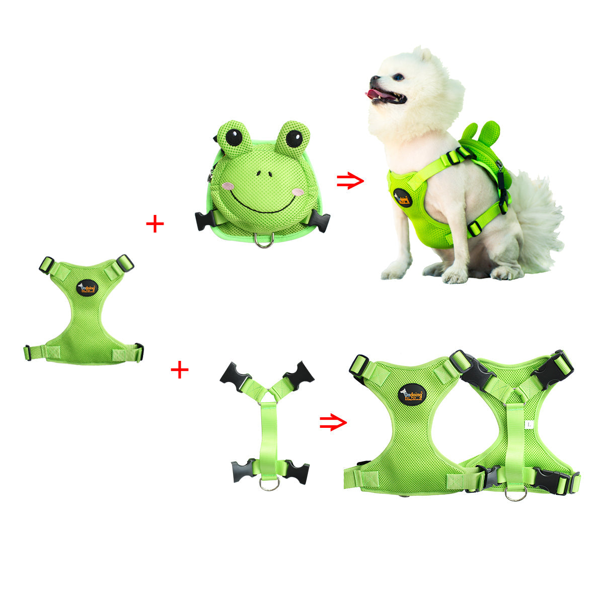 Ondoing Pet Saddle Bag Dog Harness Backpack Hiking Traveling Outdoor Bags Cute Costume Pink pig bag with leash S