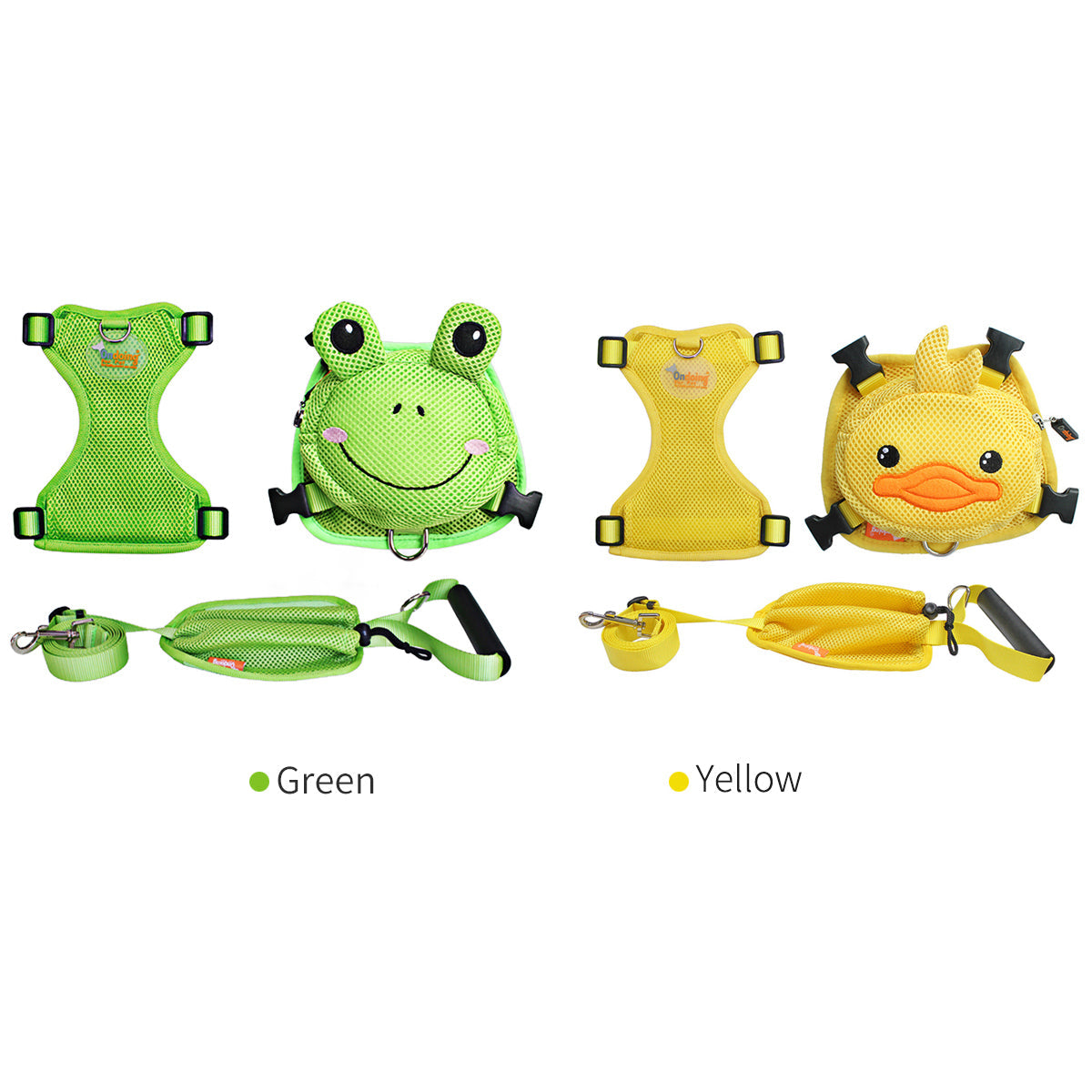 Ondoing Pet Saddle Bag Dog Harness Backpack Hiking Traveling Outdoor Bags Cute Costume Yellow tiger bag with leash XS