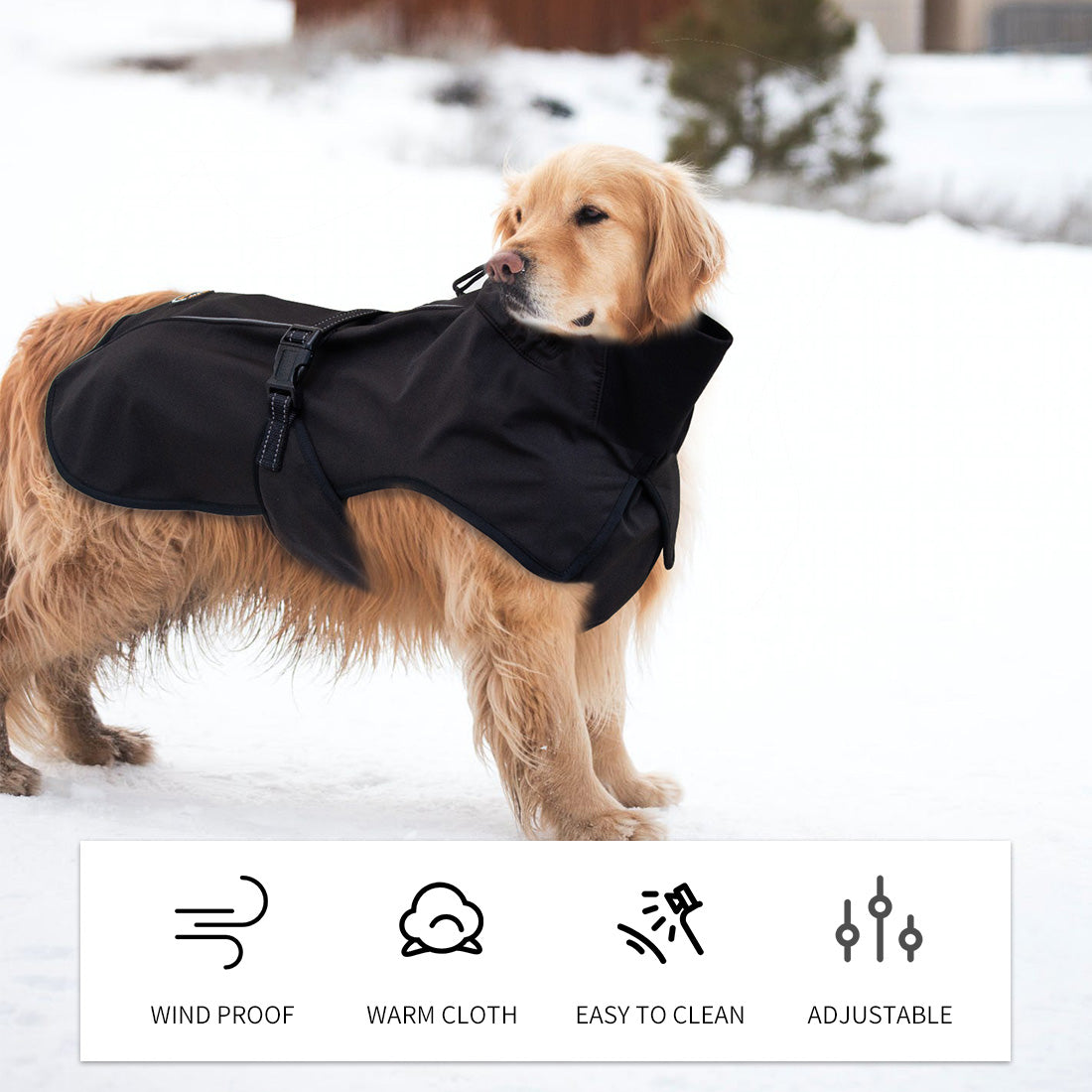 Pet Dog Raincoat Poncho Jacket Windbreaker Waterproof Clothes with Harness Hole-XXL-Black Single Layer