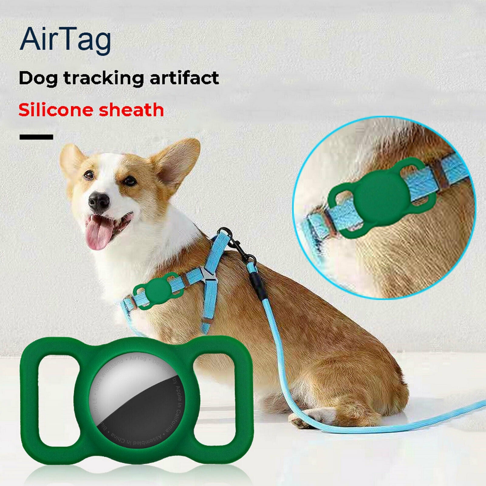 Waterproof Silicone Airtag Pet Collar Case for GPS Tracking