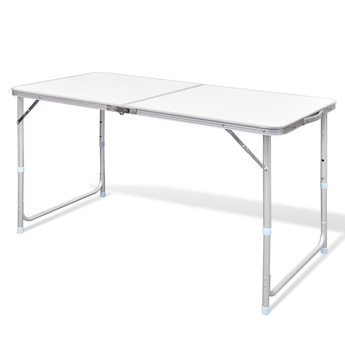 Aluminium Folding Portable Garden Camping Picnic BBQ Table Height Adjustable 120 x 60 cm - white