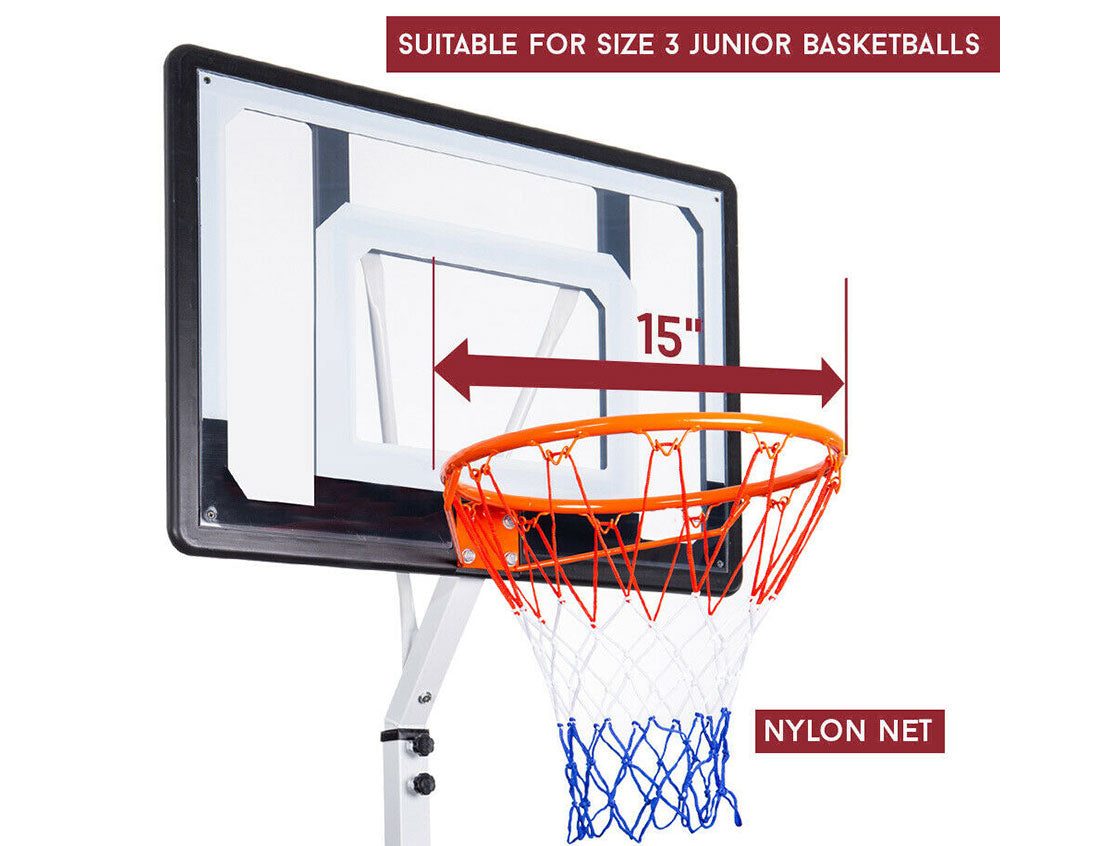 Portable Basketball Hoop Stand System Height Adjustable Net Ring Kids Junior