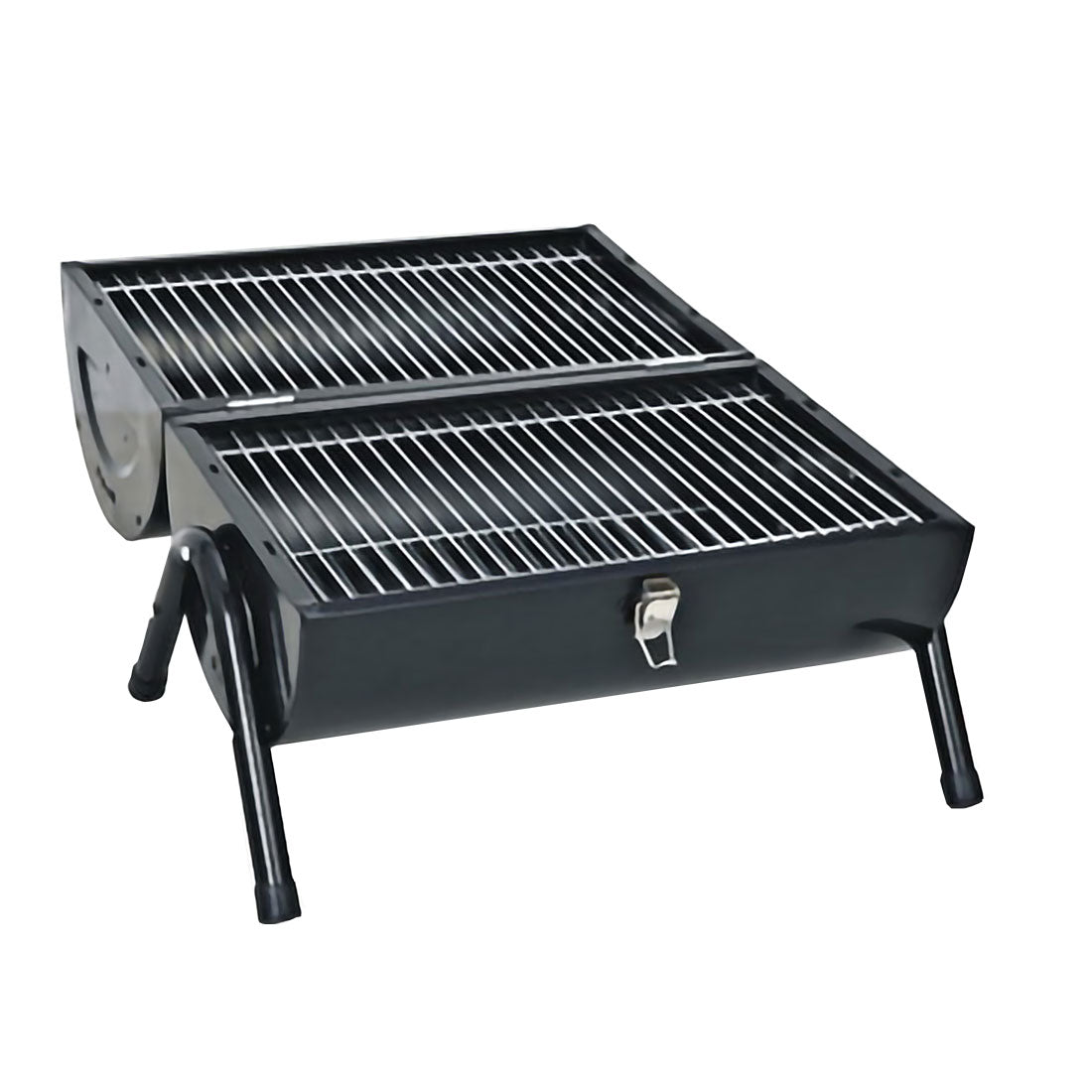 Stainless Steel BBQ Barrel Charcoal Smoker Portable Foldable Barbecue Camping Black