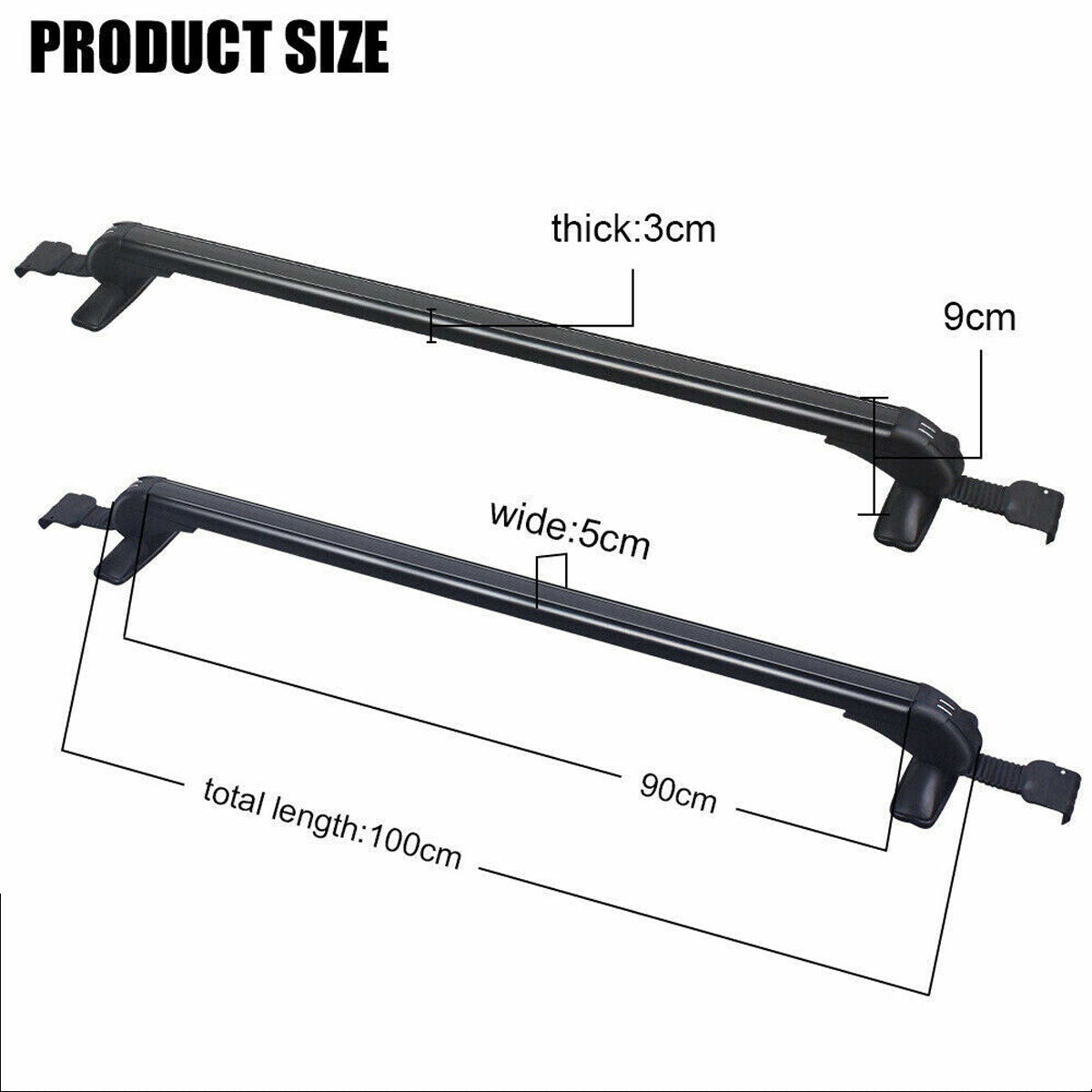 100cm Universal Car Roof Racks Carrier Adjustable Cross Bars Aluminium Alloy Lockable