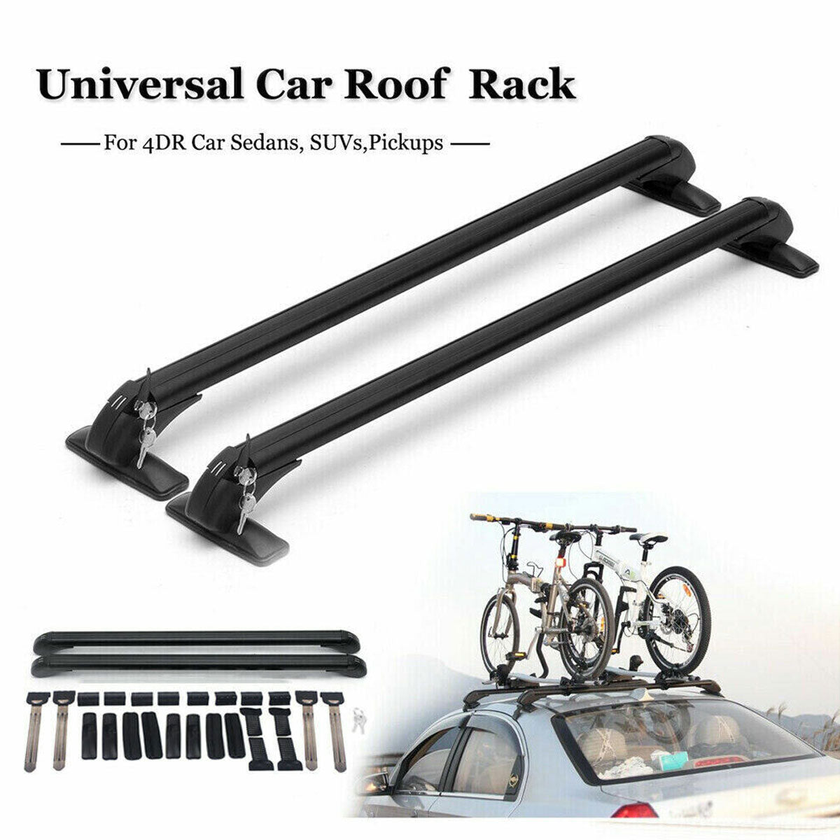 105cm Universal Car Roof Racks Carrier Adjustable Cross Bars Aluminium Alloy Lockable