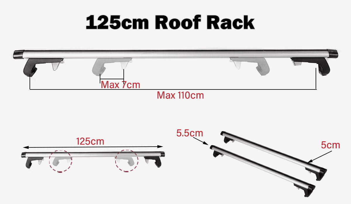 125CM Universal Adjustable Aluminum Alloy Car Roof Rack Cross Bars Carrier Lock