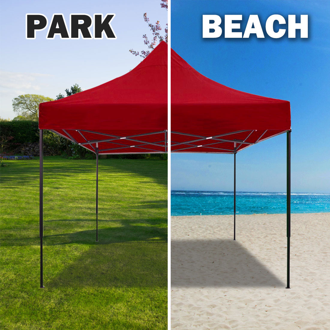 3x3m Pop Up Gazebo Outdoor Tent Folding Marquee Party Camping Market Canopy w/ Side Wall - red