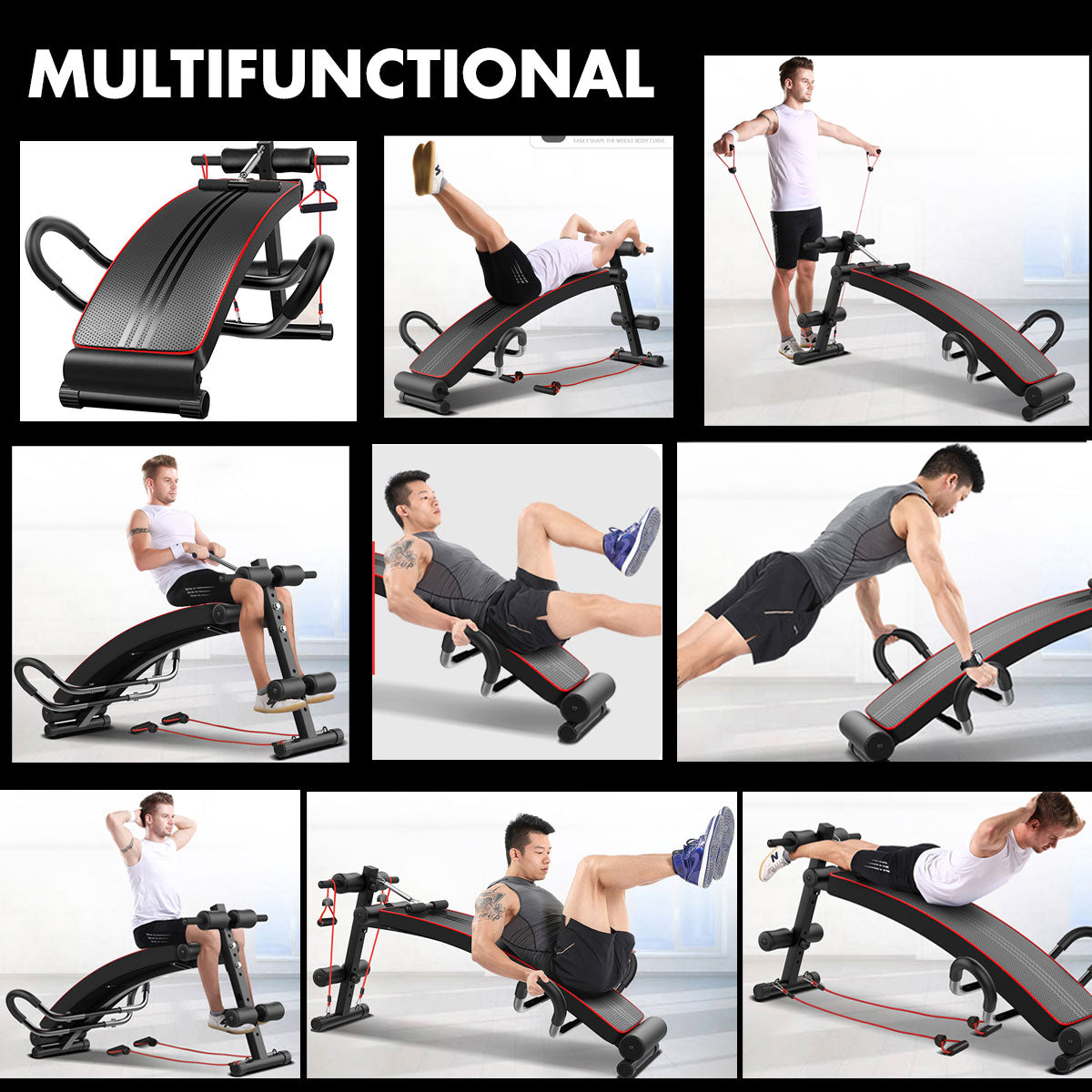 Foldable Adjustable Sit Up Abdominal Bench Press Weight Gym Ab Exercise Fitness