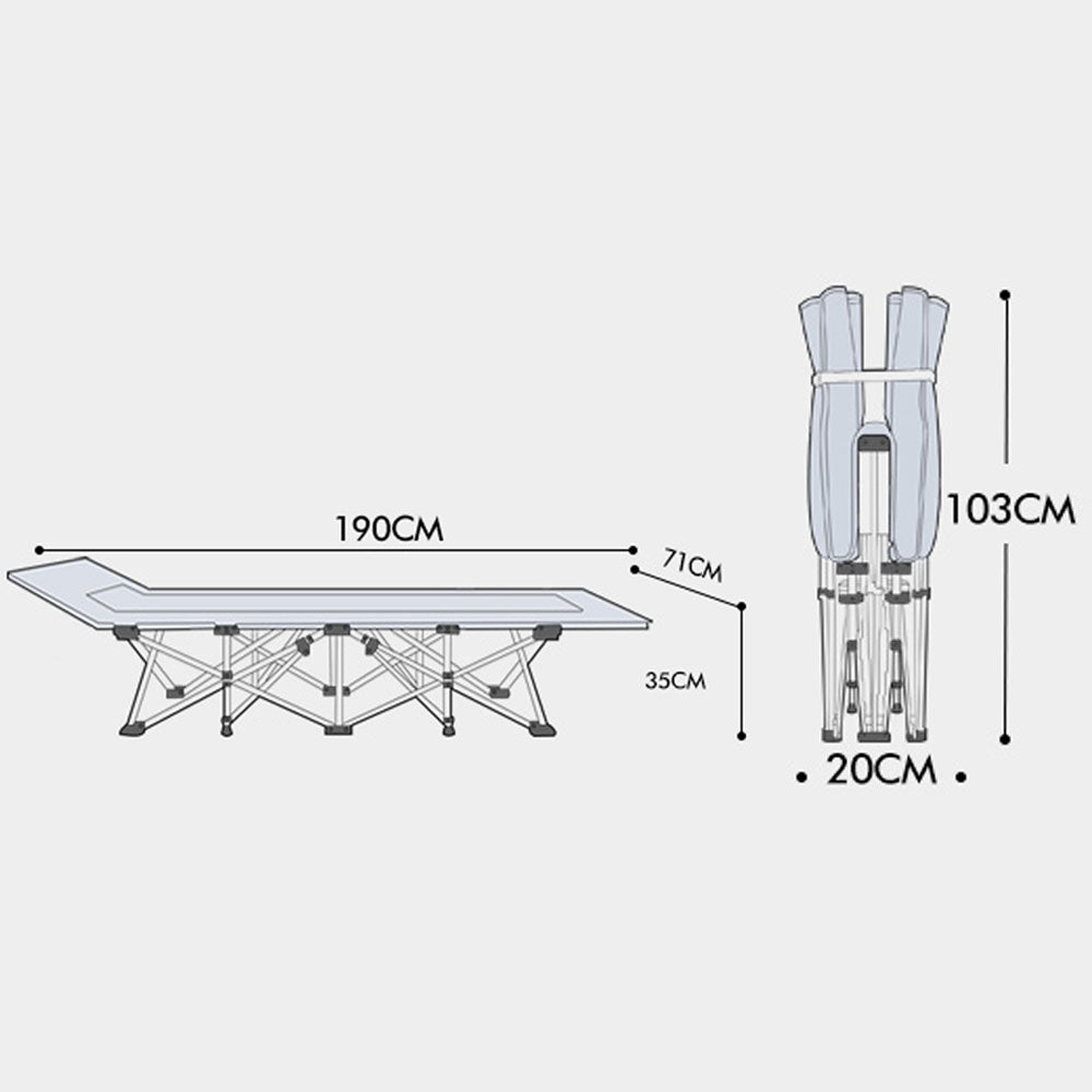 Camping Portable Stretcher Single Foldable Folding Bed Recliner Mat - grey