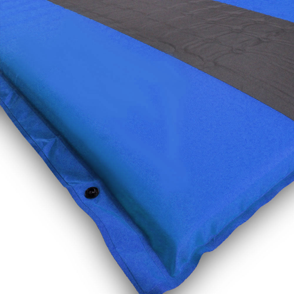 Self Inflating Mattress Sleeping Pad Mat Air Bed Camping Camp Hiking Joinable - blue