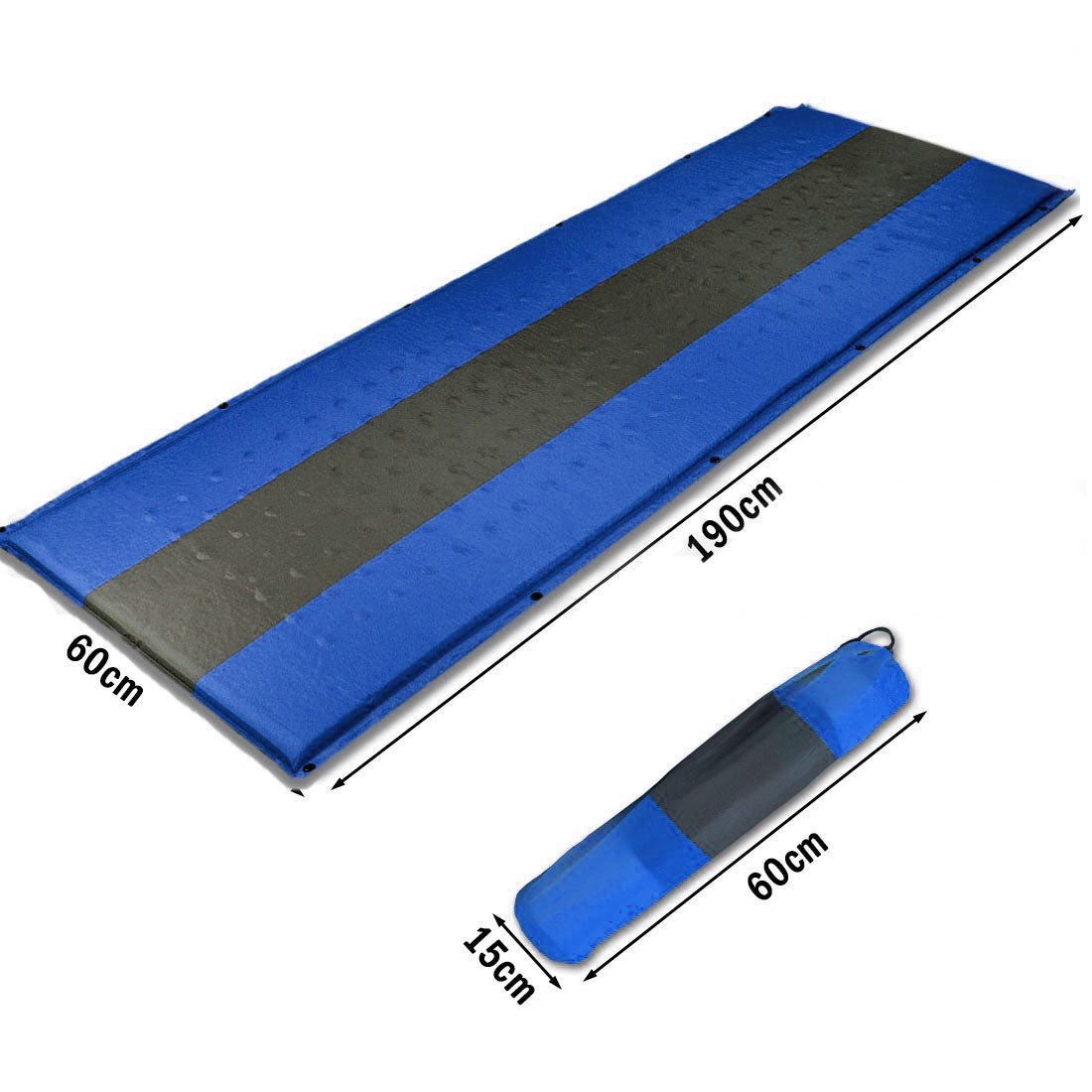 Self Inflating Mattress Sleeping Pad Mat Air Bed Camping Camp Hiking Joinable - blue