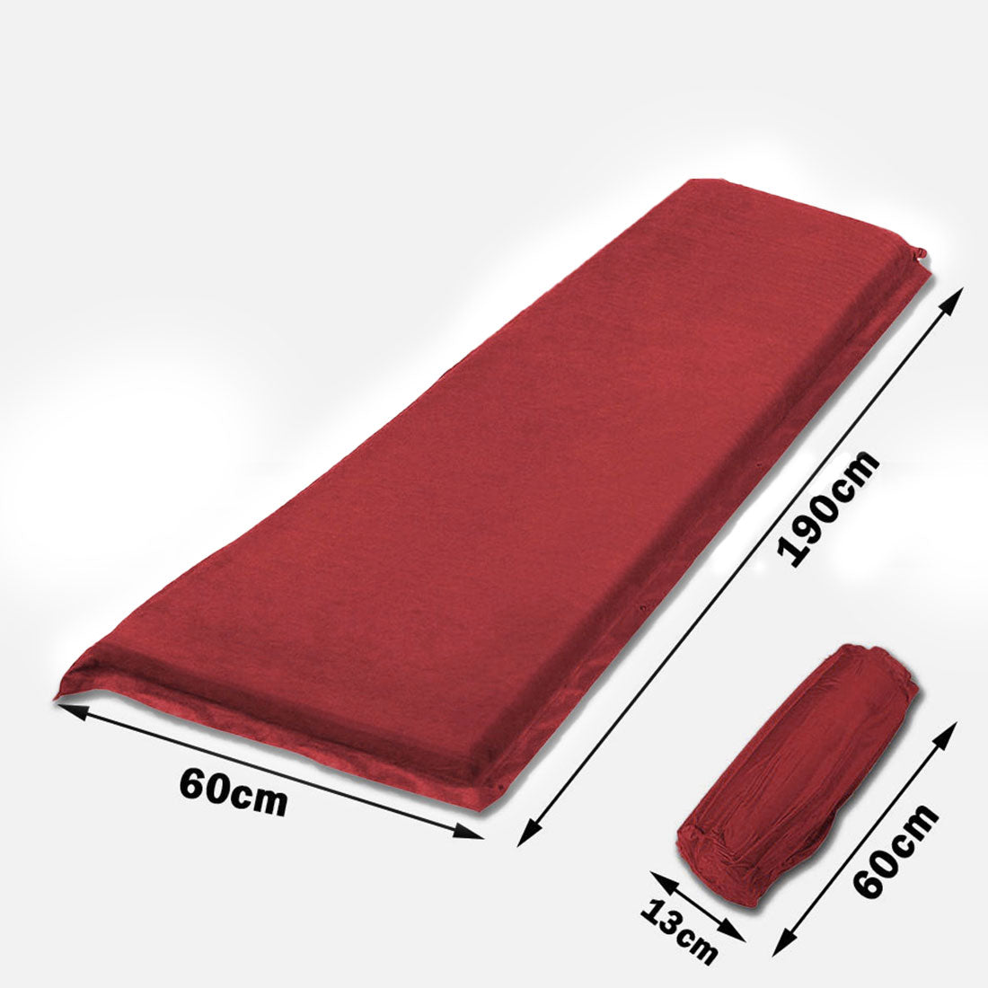 Self Inflating Mattress Sleeping Suede Mat Air Bed Camping Camp Hiking Joinable - red