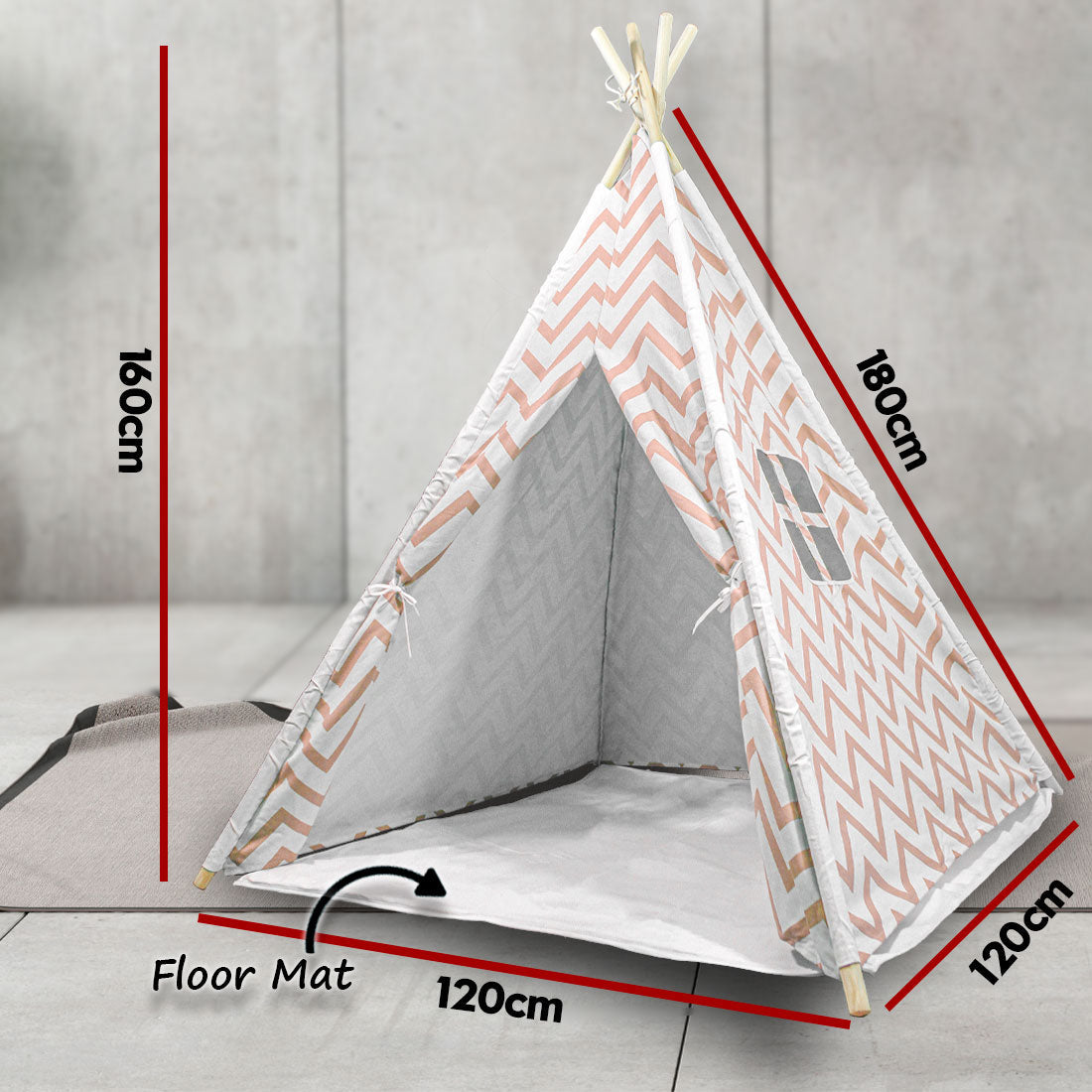 Giant Cotton Canvas Kids Teepee Wigwam Children Pretend Play Tent Indoor Outdoor Party - orange