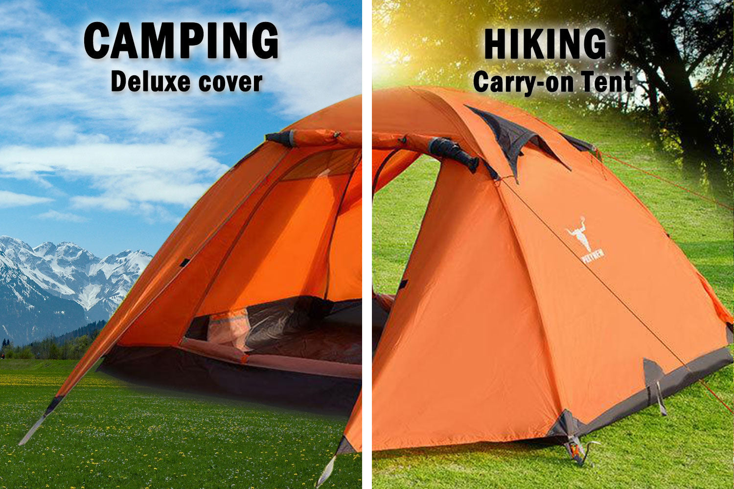 2 Person Portable Outdoor Lightweight Cycling Hiking Backpacking Camping Waterproof Tent - Orange