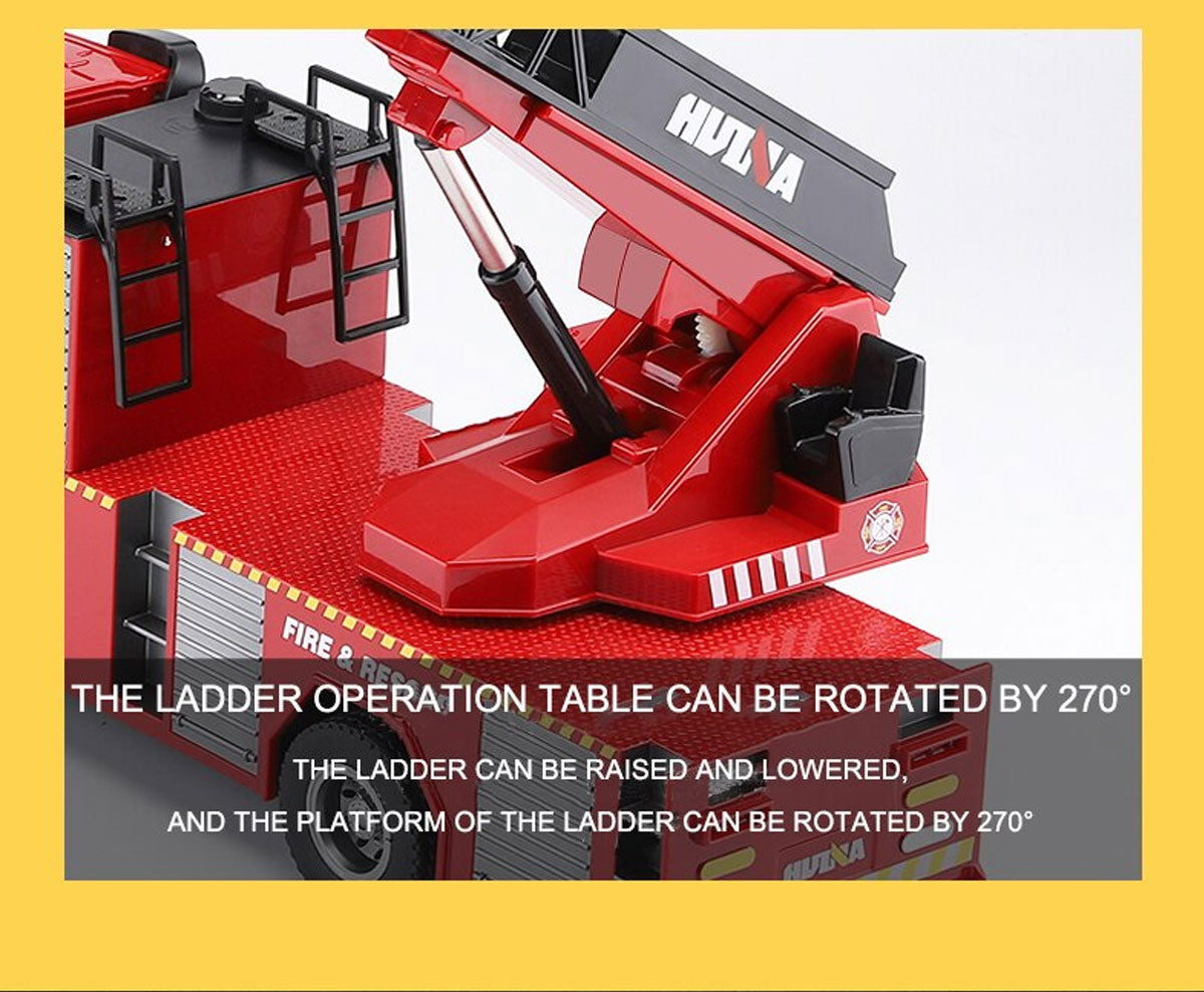 Huina 1:14 RC Fire Truck Extensible Ladder Toy Car Water Gun Construction Light Sound Gift