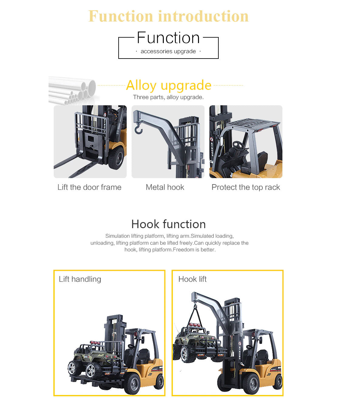 Huina 1/10 RC ForkLift Industrial Construction Engineering Vehicle Toy Trailer