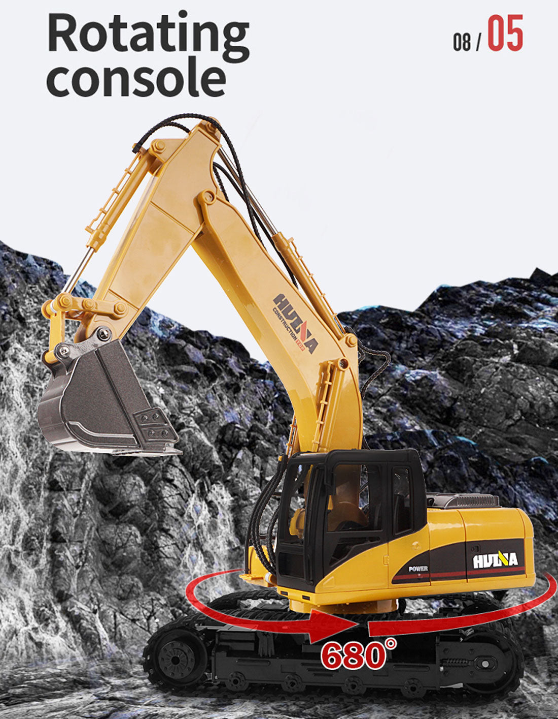 HUINA 1/14 15CH RC Alloy Excavator Construction Engineering Vehicle Digger Toy Gift