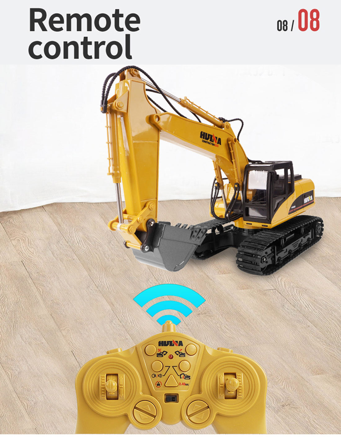 HUINA 1/14 15CH RC Alloy Excavator Construction Engineering Vehicle Digger Toy Gift